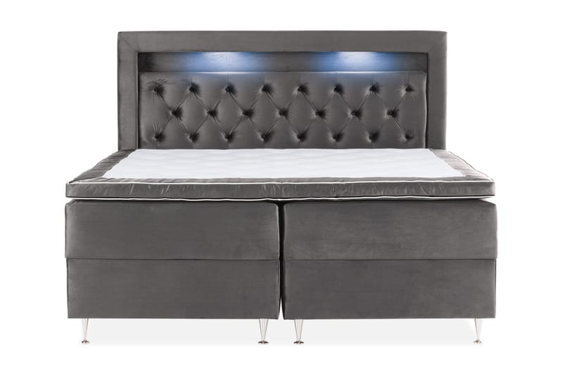 Alessia Komplett Sengpakke med Oppbevaring LED-belysning 180x200 cm, Mørkgrå Fløyel