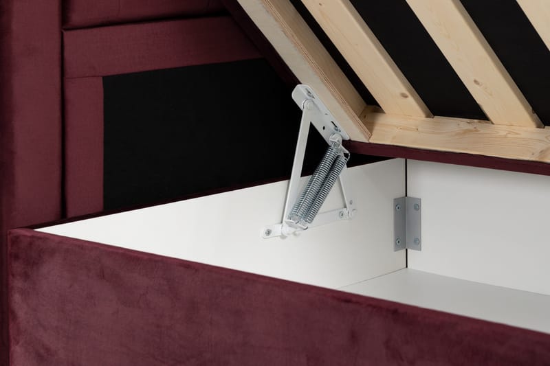 Alessia Komplett Sengpakke med Oppbevaring LED-belysning 180x200 cm - Rød - Møbler - Senger - Seng med oppbevaring