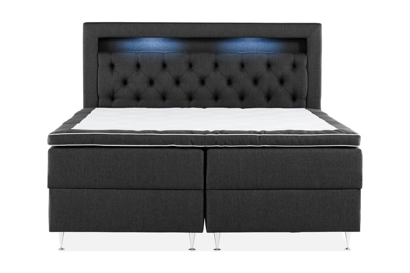 Alessia Komplett Sengpakke med Oppbevaring LED-belysning 180x200 cm, Svart