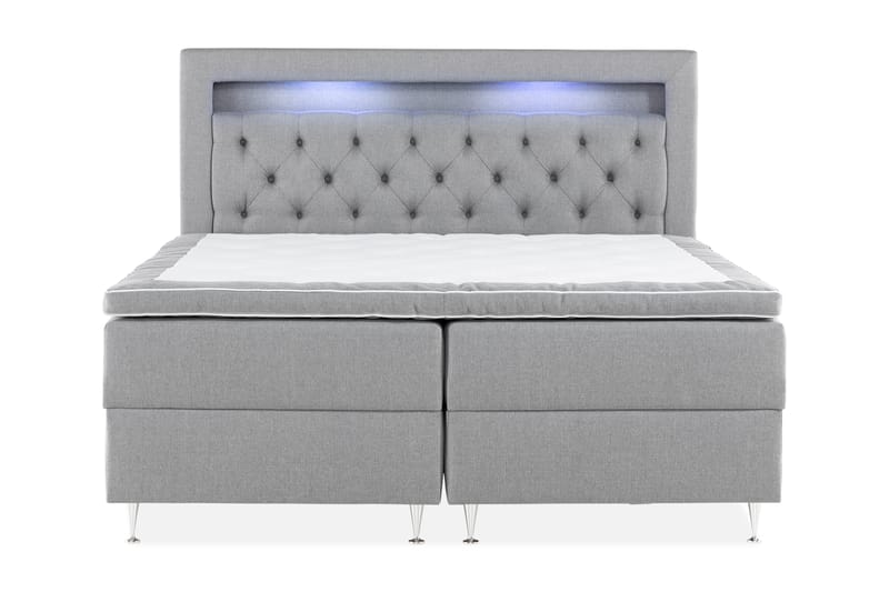Alessia Oppbevaringsseng med LED-belysning 160x200 - Grå - Møbler - Senger - Seng med oppbevaring