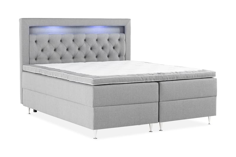 Alessia Oppbevaringsseng med LED-belysning 160x200 - Grå - Møbler - Senger - Seng med oppbevaring