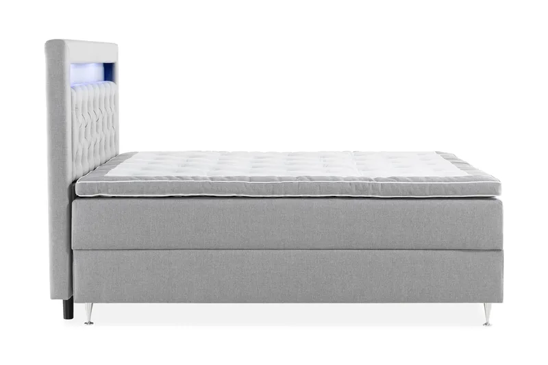 Alessia Oppbevaringsseng med LED-belysning 160x200 - Grå - Møbler - Senger - Seng med oppbevaring