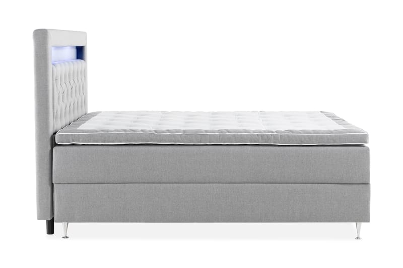 Alessia Oppbevaringsseng med LED-belysning 160x200 - Grå - Møbler - Senger - Seng med oppbevaring