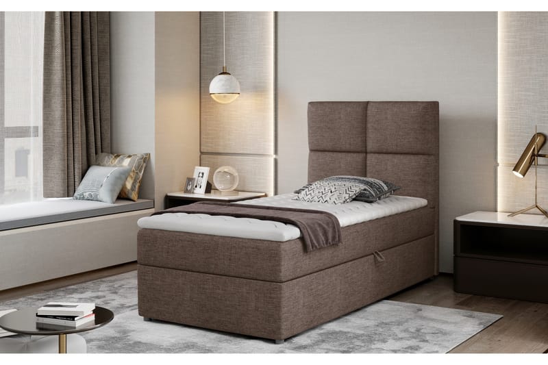 Arcore Oppbevaringsseng 90x200 cm Rutete - Brun - Møbler - Senger - Seng med oppbevaring