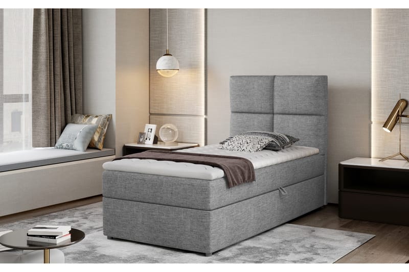 Arcore Oppbevaringsseng 90x200 cm Rutete - Grå - Møbler - Senger - Seng med oppbevaring