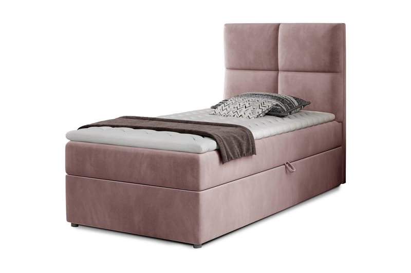 Arcore Oppbevaringsseng 90x200 cm Rutete - Rosa - Møbler - Senger - Seng med oppbevaring