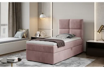 Arcore Oppbevaringsseng 90x200 cm Rutete - Rosa - Møbler - Senger - Seng med oppbevaring