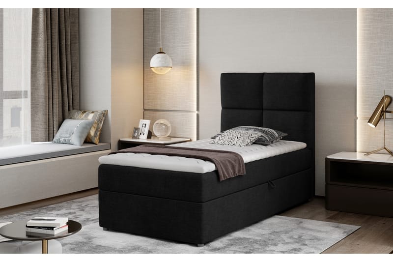 Arcore Oppbevaringsseng 90x200 cm Rutete - Svart - Møbler - Senger - Seng med oppbevaring