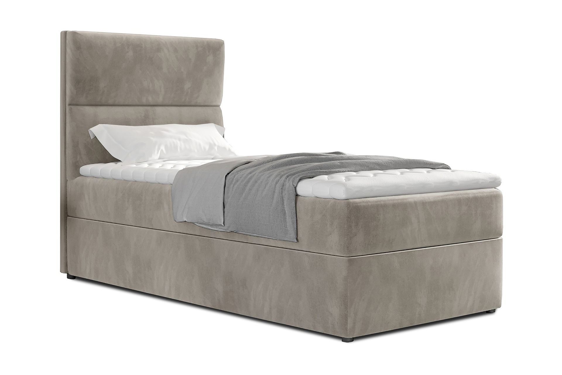 Arcore Oppbevaringsseng 90x200 cm Vertikal Søm - Beige - Møbler - Senger - Seng med oppbevaring