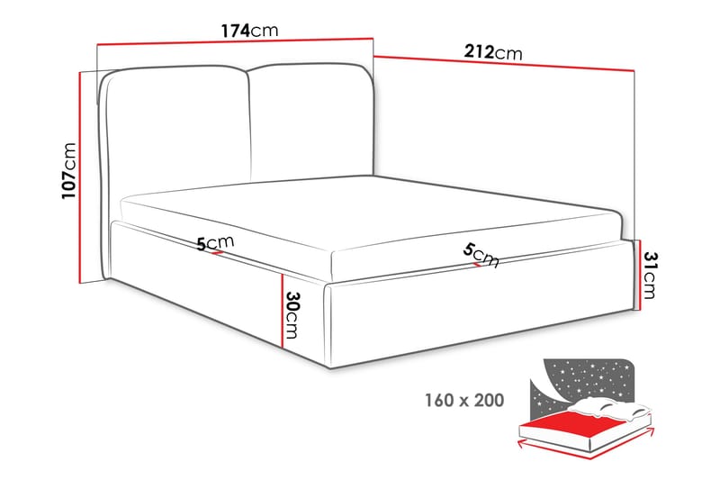 Arondel Oppbevaringsseng - Rosa - Møbler - Senger - Seng med oppbevaring
