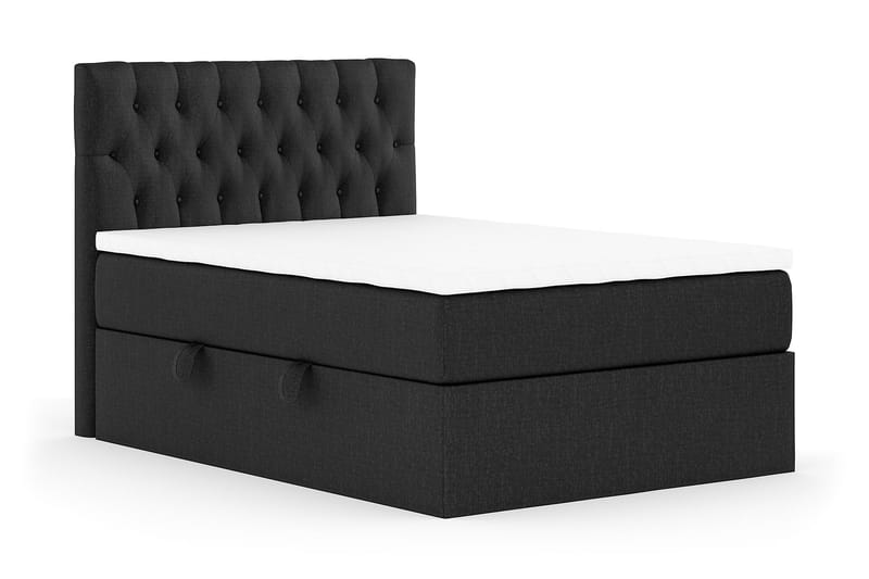 Boxy Box Bed 120x200 cm - Svart/Grå - Komplett sengepakke - Seng med oppbevaring