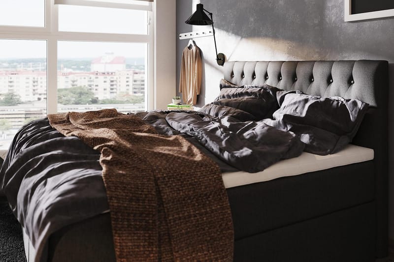 Boxy Box Bed 120x200 cm - Svart/Grå - Møbler - Senger - Komplett sengepakke