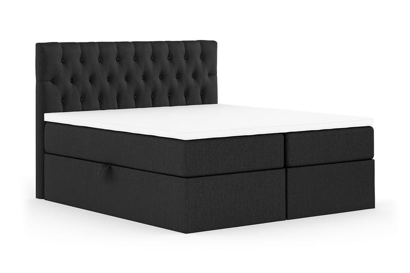 Boxy Box Bed 160x200 cm - Svart/Grå - Komplett sengepakke - Seng med oppbevaring