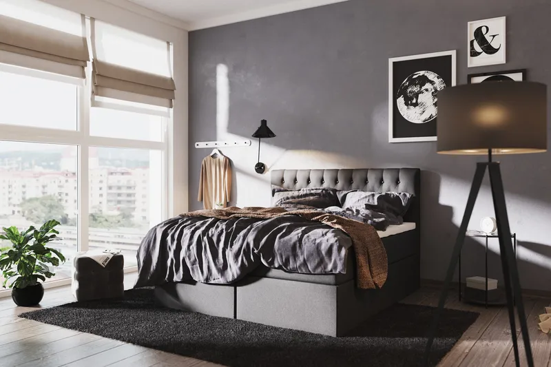 Boxy Komplett Sengepakke Box Bed 160x200 cm - Sort - Møbler - Senger - Rammeseng