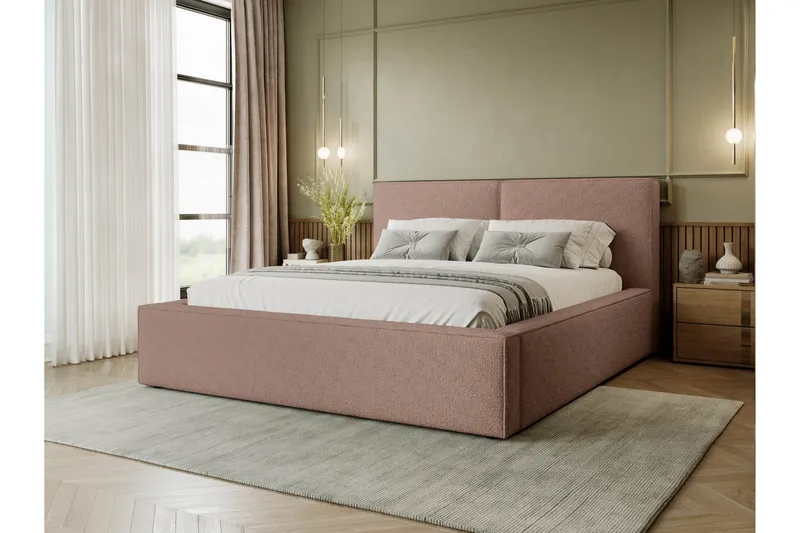 Bysantinsk Oppbevaringsseng 180x200 cm - Rosa - Møbler - Senger - Seng med oppbevaring