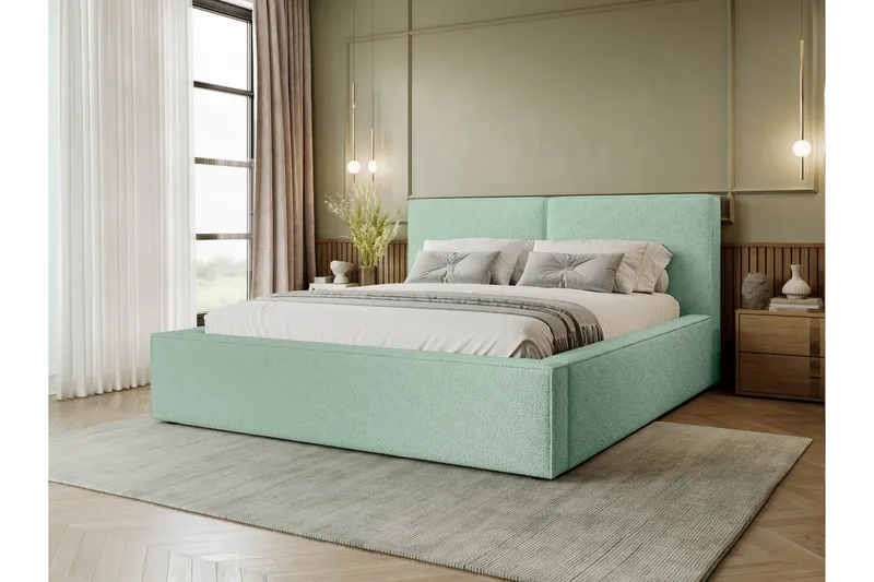 Bysantinsk Oppbevaringsseng 200x200 cm - Lys Grå/Brun - Møbler - Senger - Seng med oppbevaring