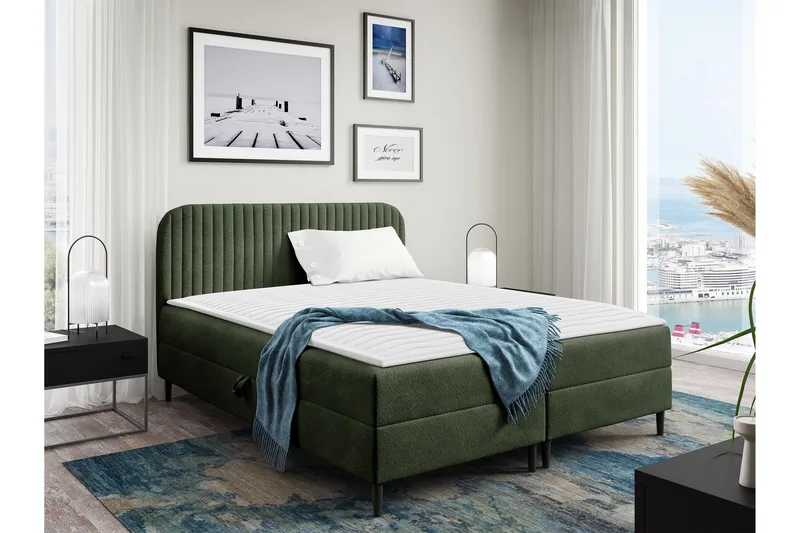 Celestine Oppbevaringsseng 120x200 cm - Grønn - Møbler - Senger - Seng med oppbevaring