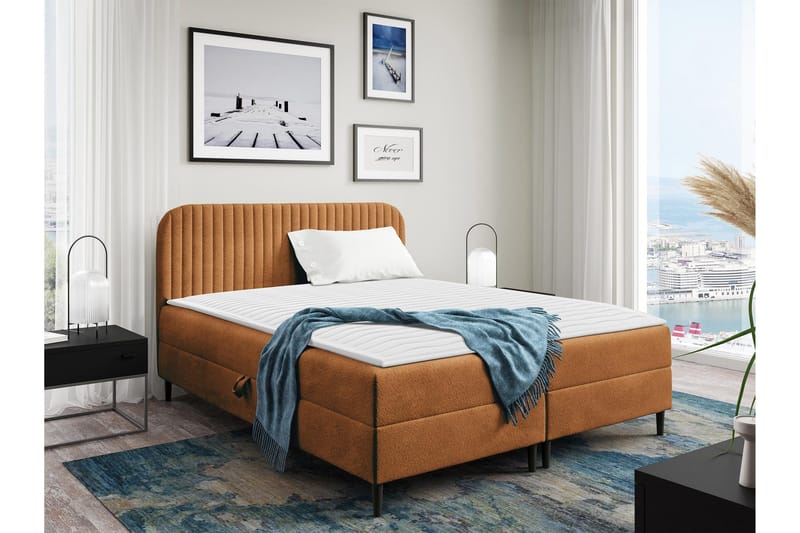 Celestine Oppbevaringsseng 120x200 cm - Oransje - Møbler - Senger - Seng med oppbevaring