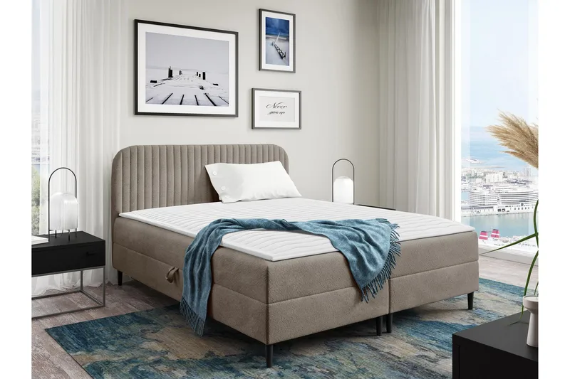 Celestine Oppbevaringsseng 160x200 cm - Grå - Møbler - Senger - Seng med oppbevaring