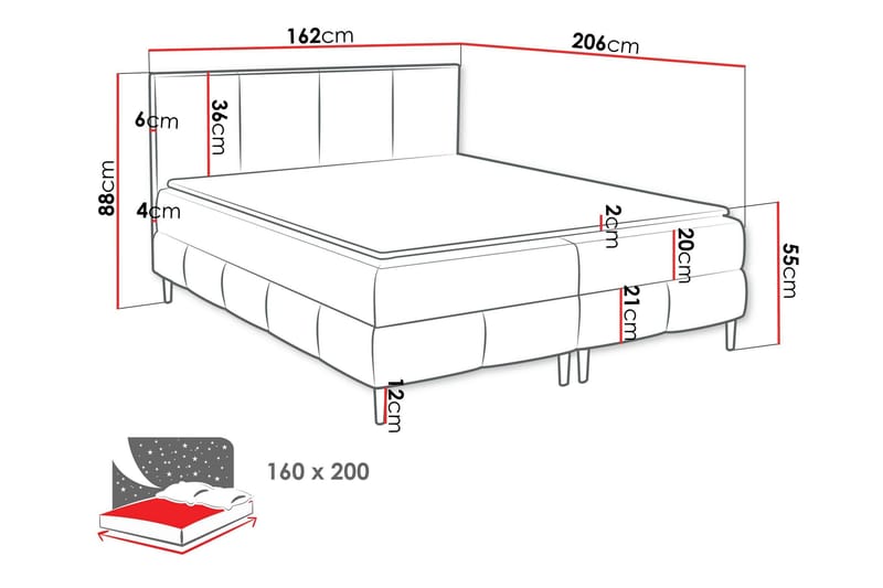 Celestine Oppbevaringsseng 160x200 cm - Hvit - Møbler - Senger - Seng med oppbevaring