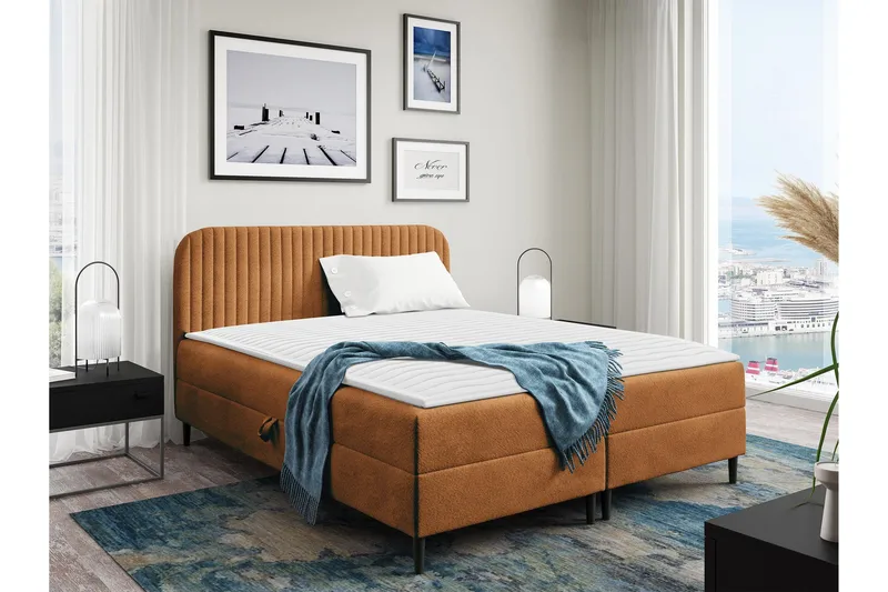 Celestine Oppbevaringsseng 180x200 cm - Oransje - Møbler - Senger - Seng med oppbevaring