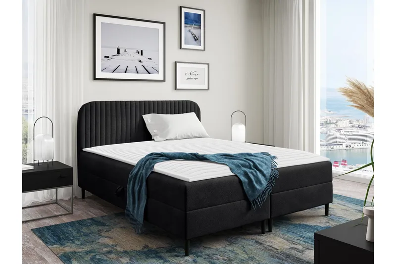 Celestine Oppbevaringsseng 200x200 cm, Svart