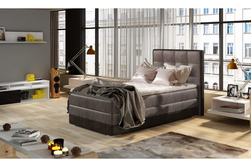 Damion Rammeseng 90x200 cm - Brun - Møbler - Senger - Seng med oppbevaring