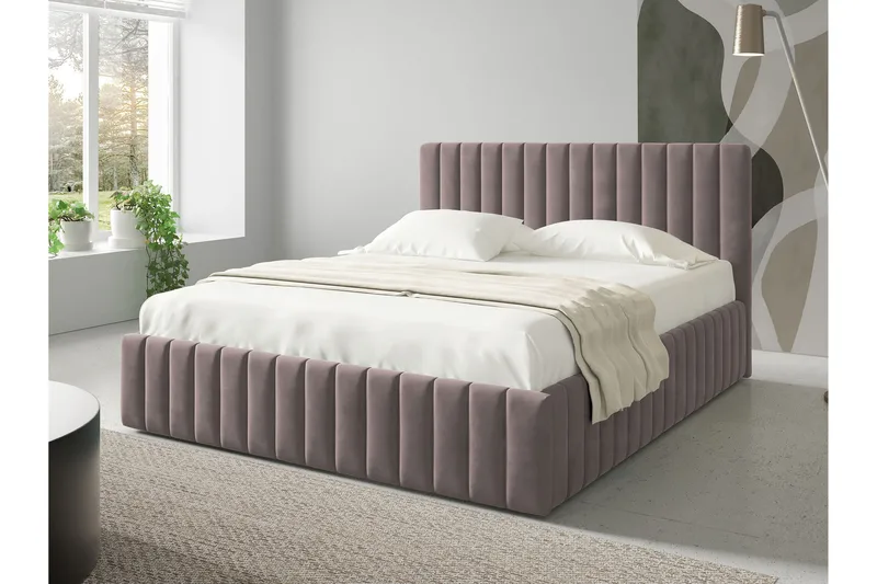 Desio Oppbevaringsseng 160x200 cm - Rosa - Møbler - Senger - Seng med oppbevaring