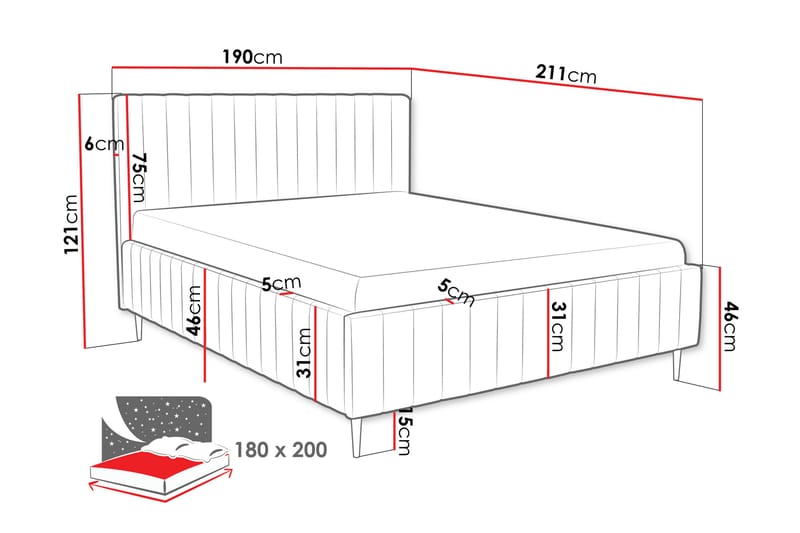 Desio Oppbevaringsseng 180x200 cm - Møbler - Senger - Seng med oppbevaring