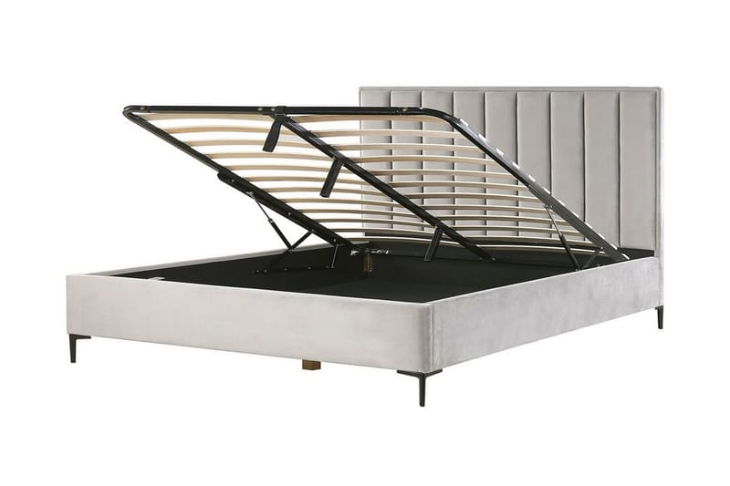 Dobbeltseng med oppbevaring 180x200 cm SEZANNE - Grå - Møbler - Senger - Seng med oppbevaring