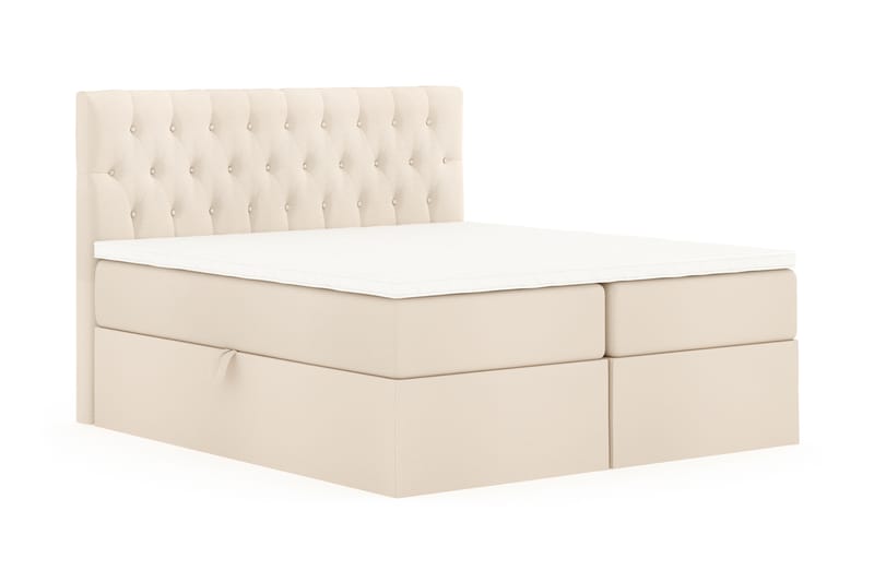 Boxy Box Bed 160x200 cm - Beige - Møbler - Senger - Seng med oppbevaring - Dobbeltseng med oppbevaring