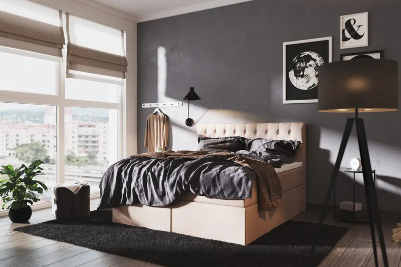 Boxy Box Bed 180x200 cm - Beige - Møbler - Senger - Rammeseng