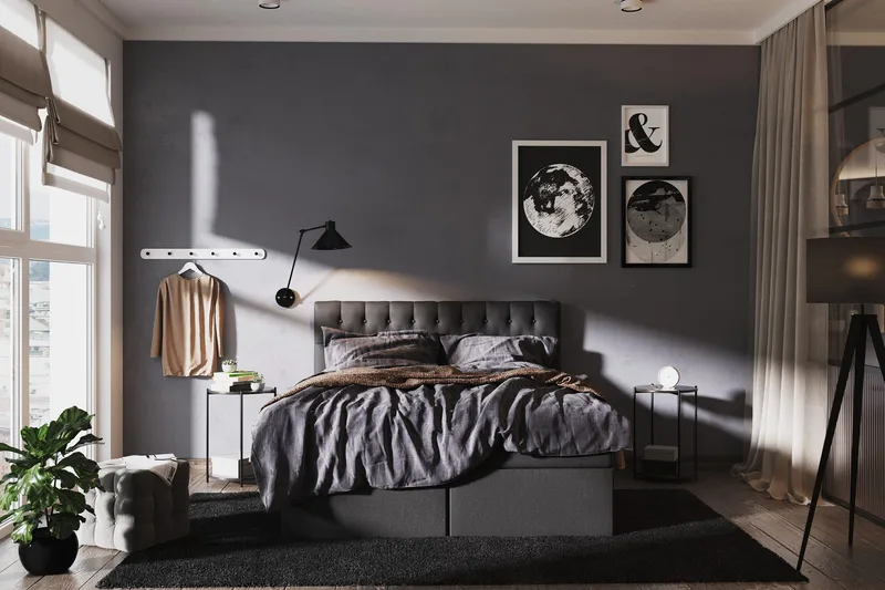 Boxy Box Bed 180x200 cm - Svart/Grå - Møbler - Senger - Kontinentalsenger