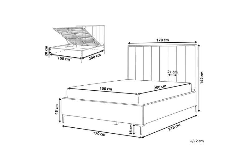 Dobbeltseng med oppbevaring 160x200 cm SEZANNE - Blå - Seng med oppbevaring - Dobbeltseng med oppbevaring