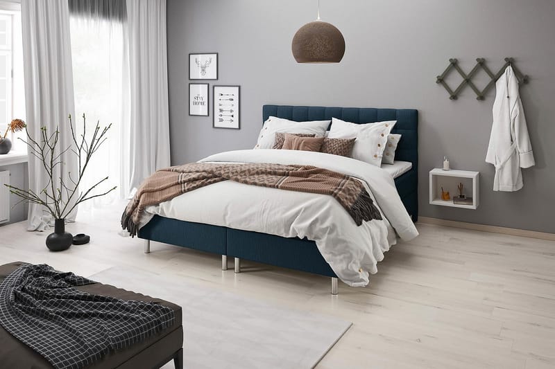 Montana Dobbeltseng med Oppbevaring 160x200 cm - Mørke blå - Møbler - Senger - Komplett sengepakke