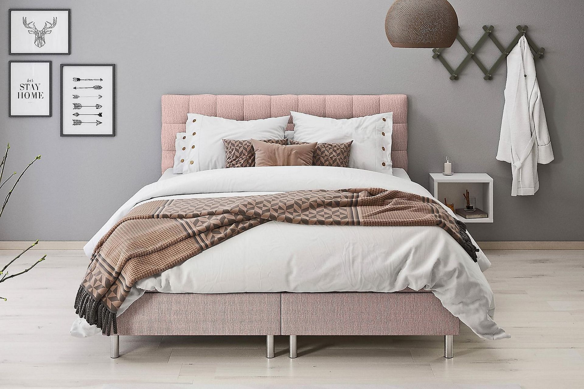 Montana Seng med Oppbevaring 180x200 - Rosa - Møbler - Senger - Komplett sengepakke