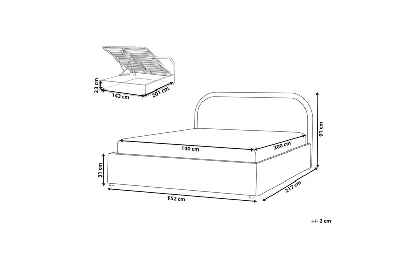 Dubbelsäng Beliani Quillien med förvaring 140x200 cm 140x200 - Møbler - Senger - Seng med oppbevaring