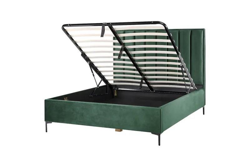 Dubbelsäng Beliani Sezanne med förvaring Beige-Grå-Svart, 140x200 cm Green 160x200, undefined