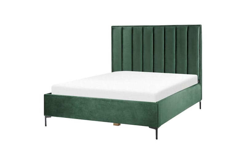 Dubbelsäng Beliani Sezanne med förvaring Beige-Grå-Svart, 140x200 cm Green 160x200 - Møbler - Senger - Seng med oppbevaring