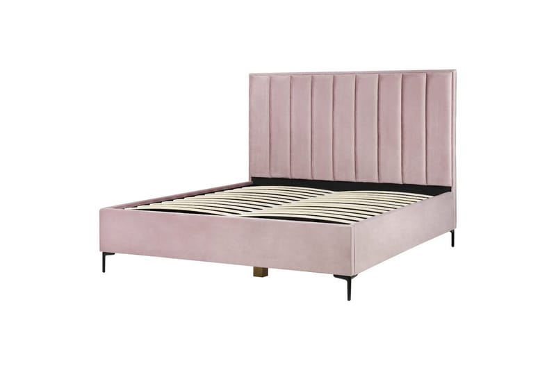 Dubbelsäng Beliani Sezanne med förvaring Beige-Grå-Svart, 140x200 cm Pink 180x200 - Møbler - Senger - Seng med oppbevaring