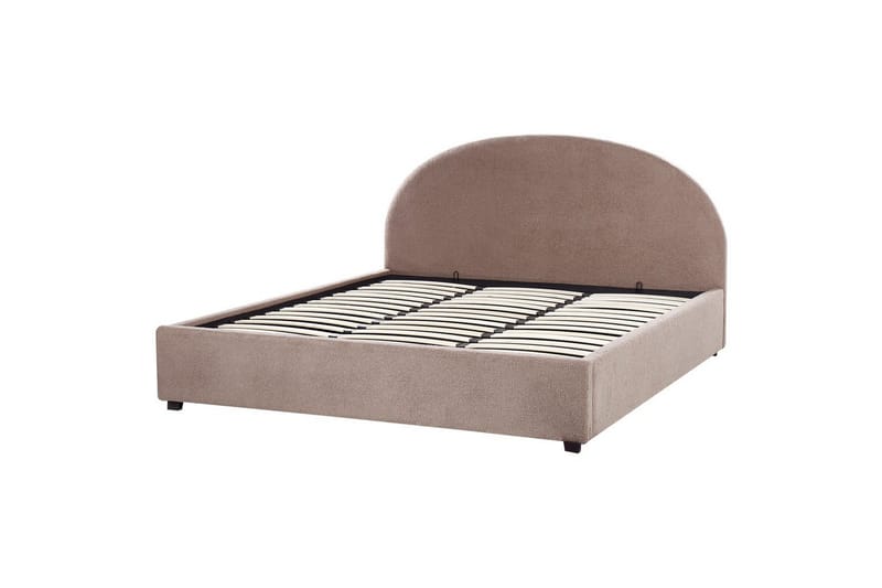 Dubbelsäng Beliani Vaucluse med förvaring Beige, 160x200 cm, Polyester Taupe 180x200 - Møbler - Senger - Seng med oppbevaring