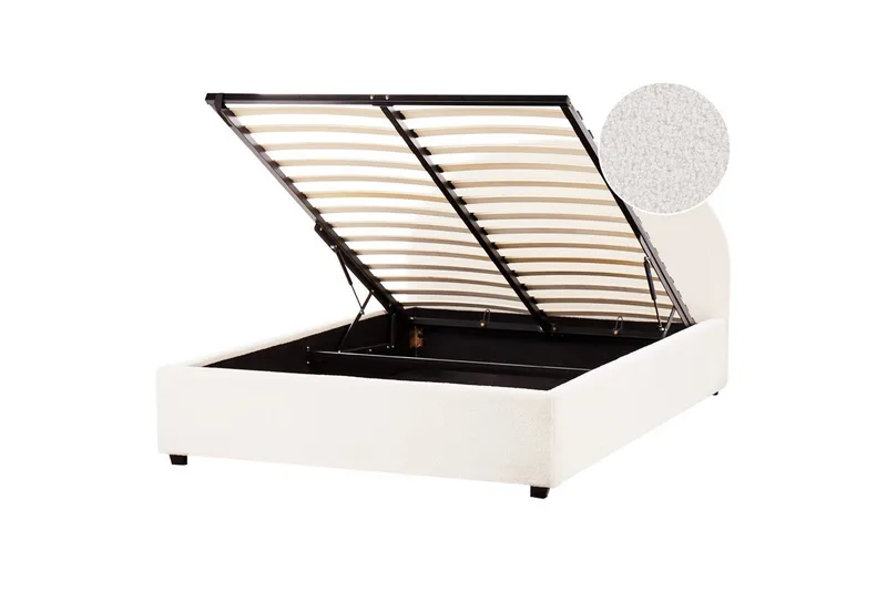 Dubbelsäng Beliani Vaucluse med förvaring Beige, 160x200 cm, Polyester White 140x200, undefined