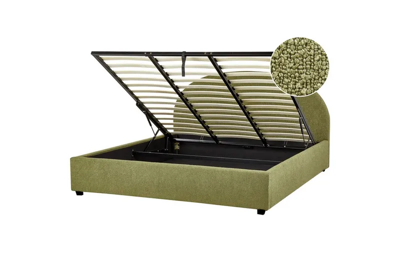 Dubbelsäng Beliani Vaucluse med förvaring Beige, 160x200 cm, Polyester Green 180x200, undefined