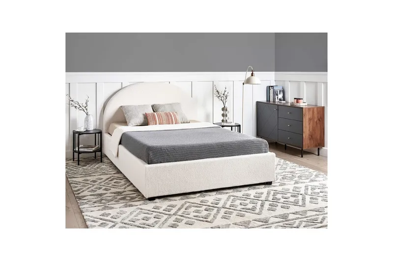 Dubbelsäng Beliani Vaucluse med förvaring Beige, 160x200 cm, Polyester White 140x200 - Møbler - Senger - Seng med oppbevaring