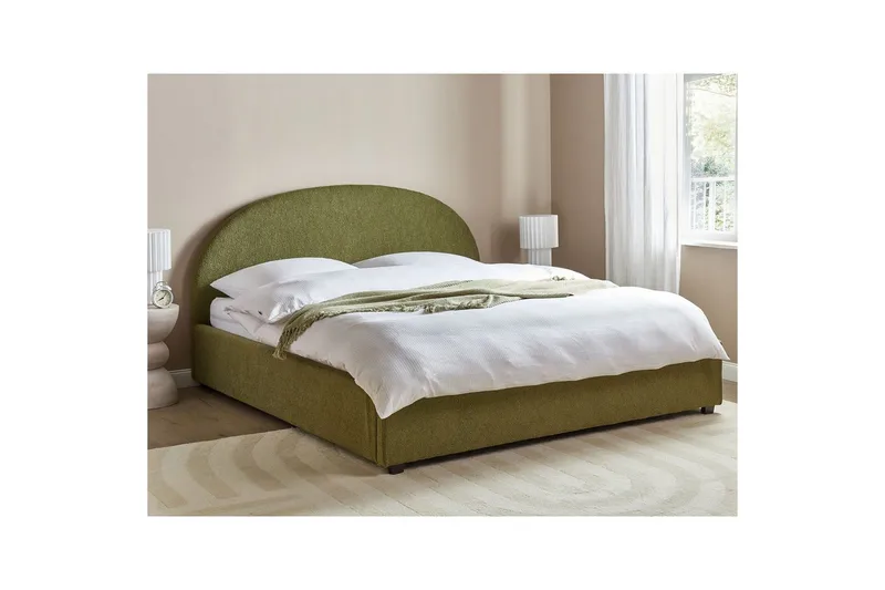 Dubbelsäng Beliani Vaucluse med förvaring Beige, 160x200 cm, Polyester Green 180x200 - Møbler - Senger - Seng med oppbevaring