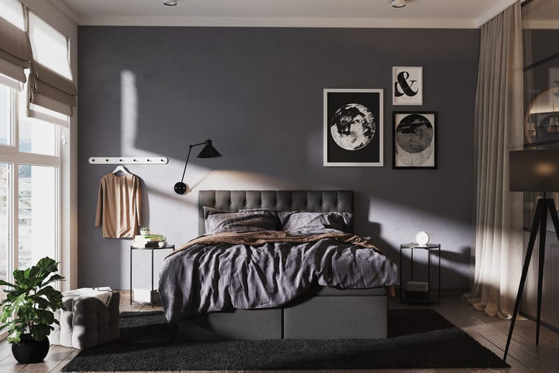 Boxy Box Bed 120x200 cm - Svart/Grå - Møbler - Senger - Enkeltsenger