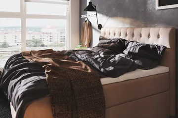 Boxy Box Bed Seng med Oppbevaring 120x200 cm - Beige - Møbler - Senger - Kontinentalsenger