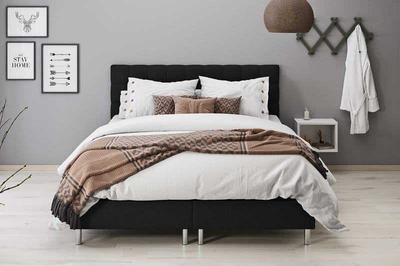 Montana Dobbeltseng med Oppbevaring 160x200 cm - Svart - Møbler - Senger - Komplett sengepakke