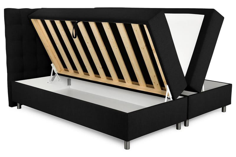 Montana Dobbeltseng med Oppbevaring 160x200 cm - Svart - Møbler - Senger - Komplett sengepakke