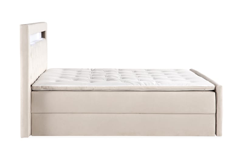 Francisco Komplett Sengpakke med løfteoppbevaring LED-belysning 160x200 - Beige - Møbler - Senger - Seng med oppbevaring